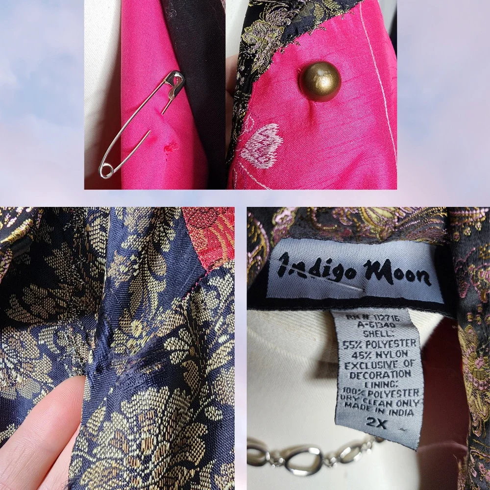 Vtg 90s Indigo Moon Patchwork Bright Colorful Funky Festival Rave Coat Sz XXL - Picture 8 of 8